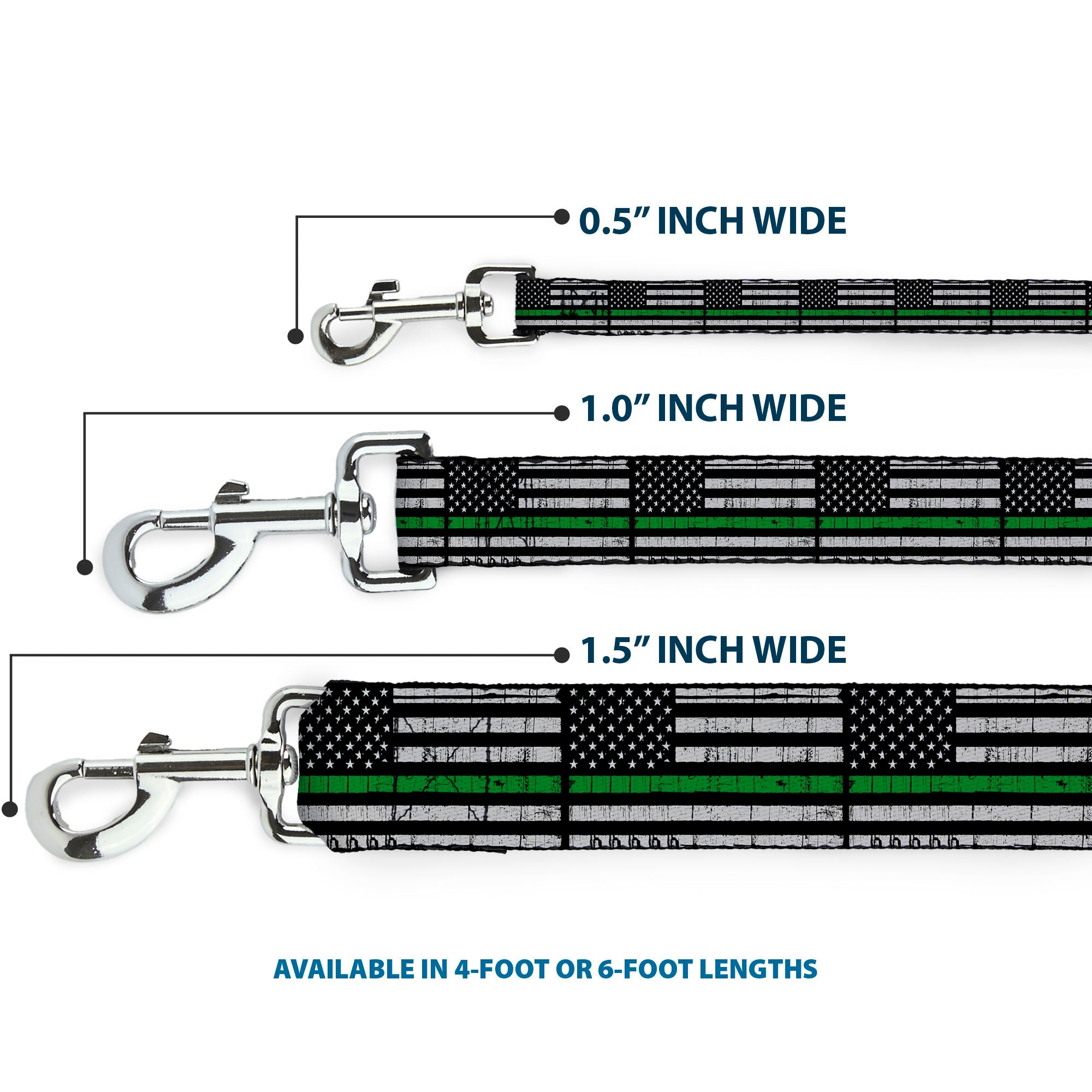 Dog Leash - Thin Green Line Flag Weathered Black/Gray/Green