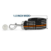 Dog Leash - Thin Orange Line Flag Weathered Black/Gray/Orange