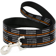 Dog Leash - Thin Orange Line Flag Weathered Black/Gray/Orange