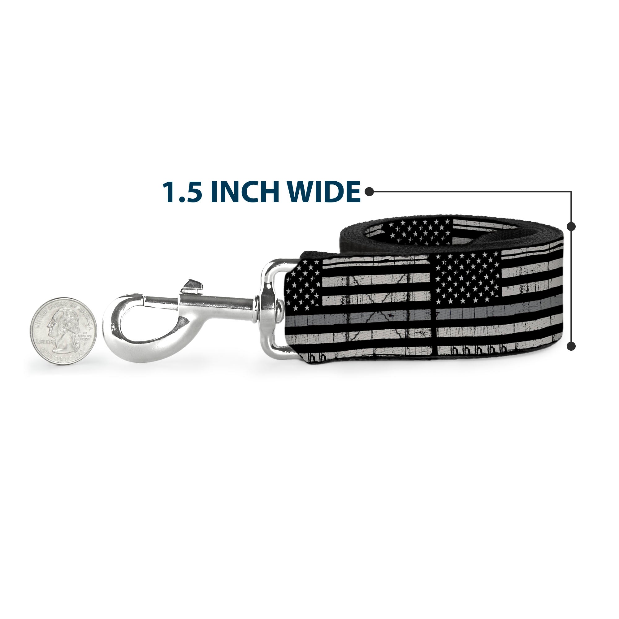 Dog Leash - Thin Gray Line Flag Weathered Black/Grays