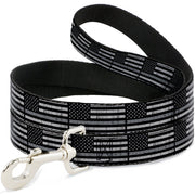Dog Leash - Thin Gray Line Flag Weathered Black/Grays