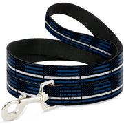 Dog Leash - Thin White Line Flag Weathered Black/Blue/White