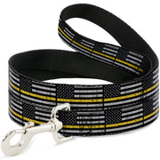 Dog Leash - Thin Yellow Line Flag Weathered Black/Gray/Yellow