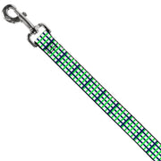 Dog Leash - Basketweave Plaid White/Navy/Bright Green