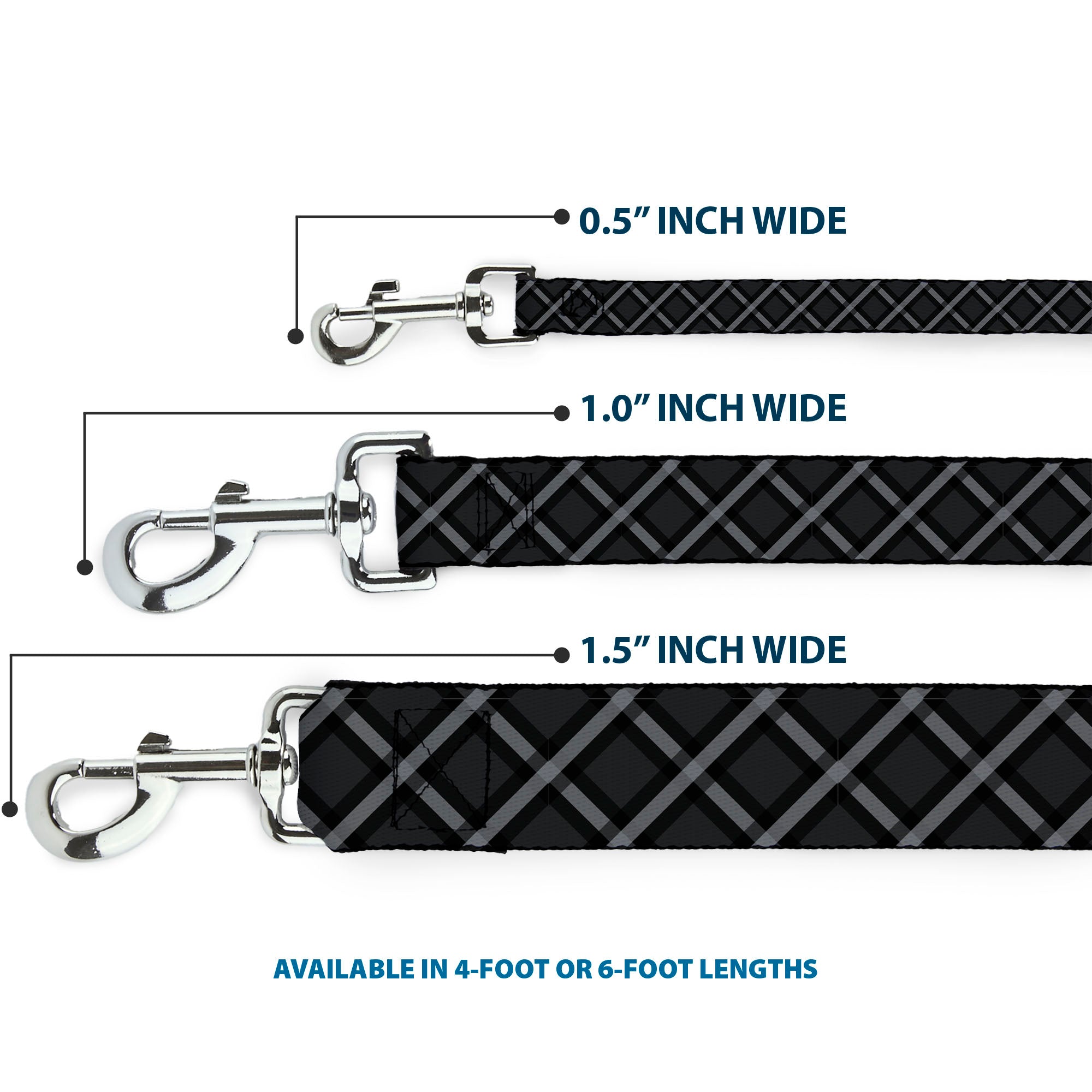 Dog Leash - Buffalo Plaid X Charcoal/Black/Gray