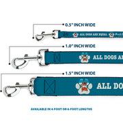 Dog Leash - BEACH DAWG CARE ALL DOGS ARE EQUAL Turquoise/White