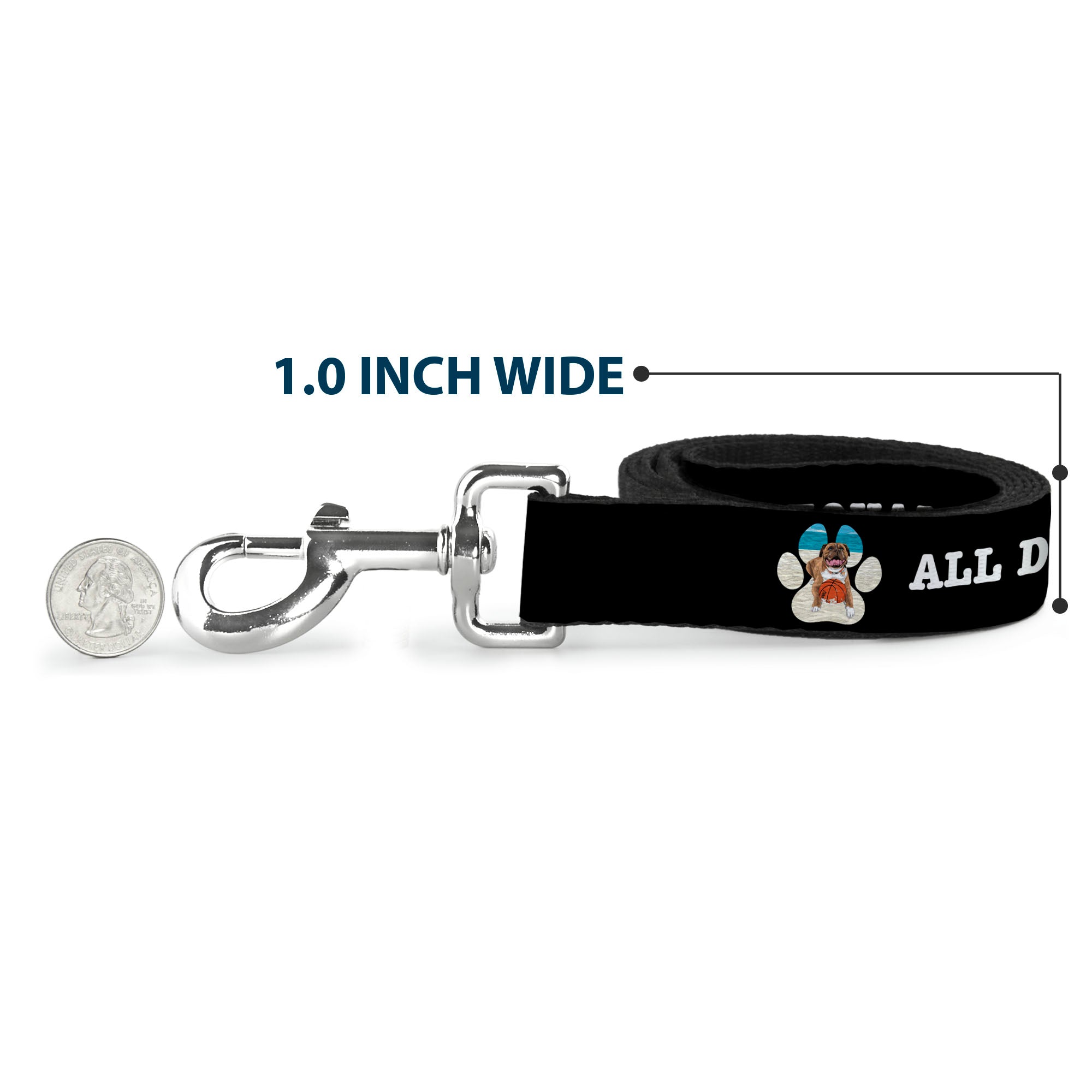Dog Leash - BEACH DAWG CARE ALL DOGS ARE EQUAL Black/White