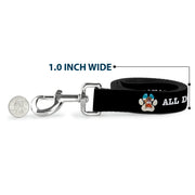 Dog Leash - BEACH DAWG CARE ALL DOGS ARE EQUAL Black/White
