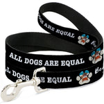 Dog Leash - BEACH DAWG CARE ALL DOGS ARE EQUAL Black/White