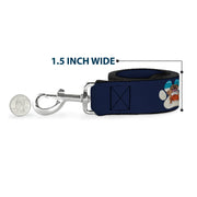 Dog Leash - BEACH DAWG CARE ALL DOGS ARE EQUAL Navy/Oange