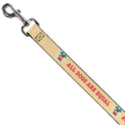 Dog Leash - BEACH DAWG CARE ALL DOGS ARE EQUAL Cream/Pink