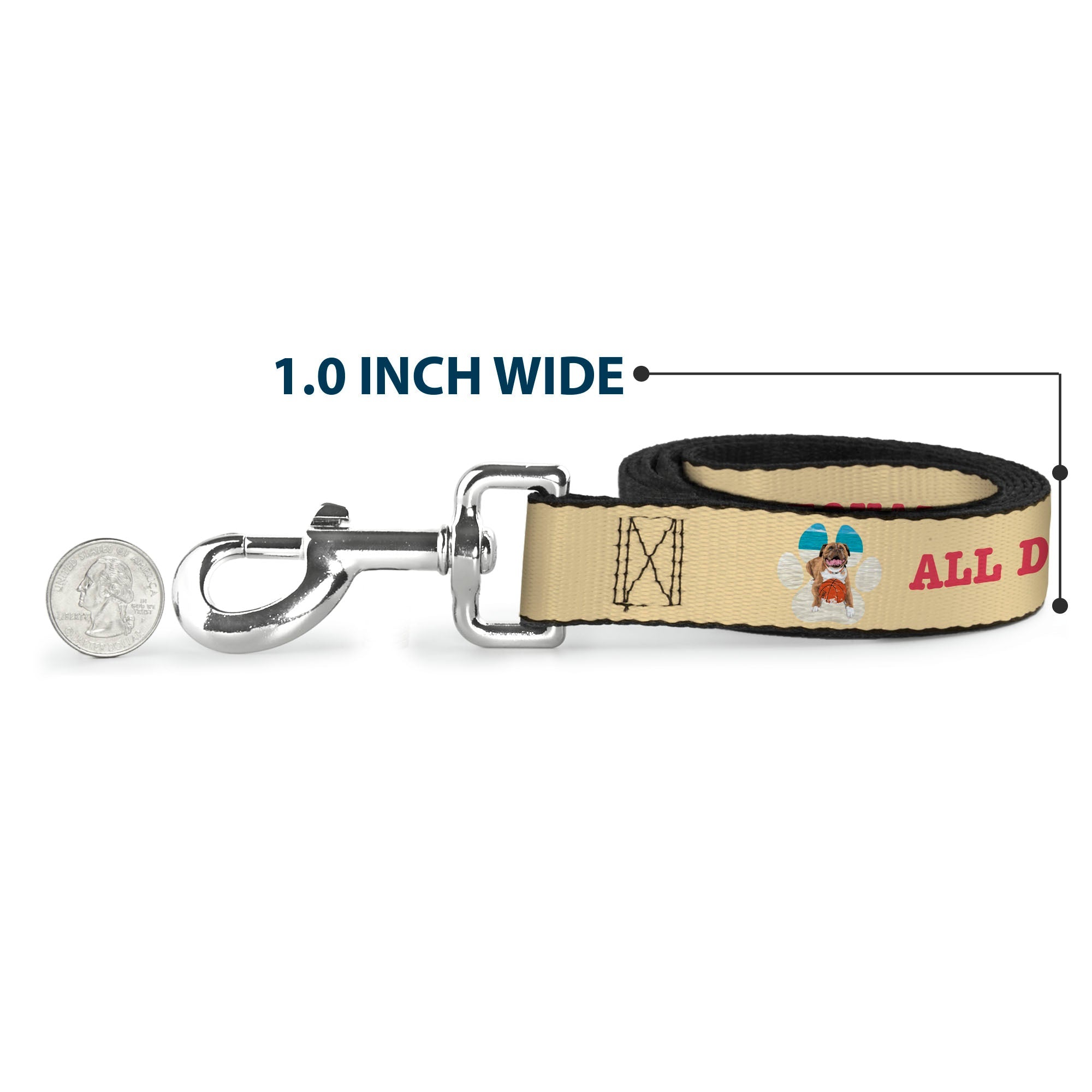 Dog Leash - BEACH DAWG CARE ALL DOGS ARE EQUAL Cream/Pink