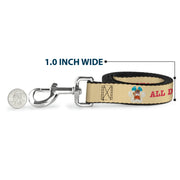 Dog Leash - BEACH DAWG CARE ALL DOGS ARE EQUAL Cream/Pink