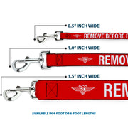 Dog Leash - Buckle-Down REMOVE BEFORE FLIGHT Red/White
