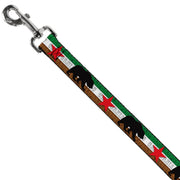 Dog Leash - Cali Bear Silhouette & Star/CALIFORNIA REPUBLIC Green/White/Brown/Black/Red