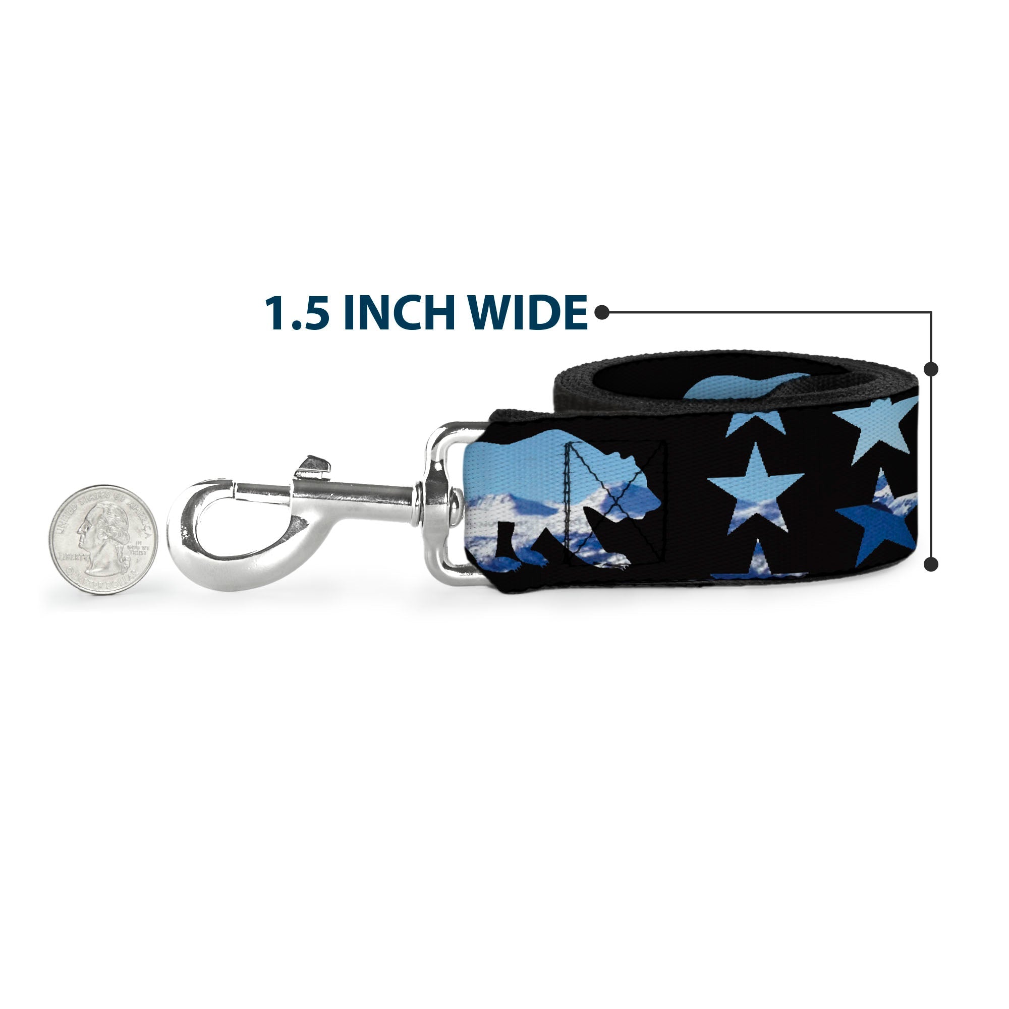 Dog Leash - CALIFORNIA REPUBLIC/Bear/Stars Silhouette Black/Scenic Mountains