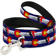 Dog Leash - Colorado Skier1 Red/Mountains