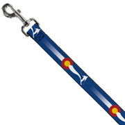 Dog Leash - Colorado Skier2 Blue/White/Red/Yellow