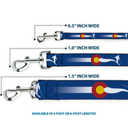 Dog Leash - Colorado Skier2 Blue/White/Red/Yellow