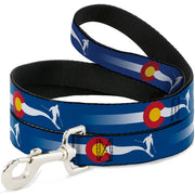 Dog Leash - Colorado Skier2 Blue/White/Red/Yellow