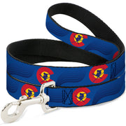 Dog Leash - Colorado Skier3 Blues/Red/Yellow