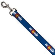 Dog Leash - Colorado Logo/Skis Blue/White/Red/Yellow