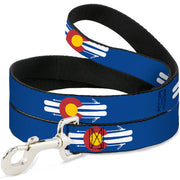 Dog Leash - Colorado Logo/Skis Blue/White/Red/Yellow