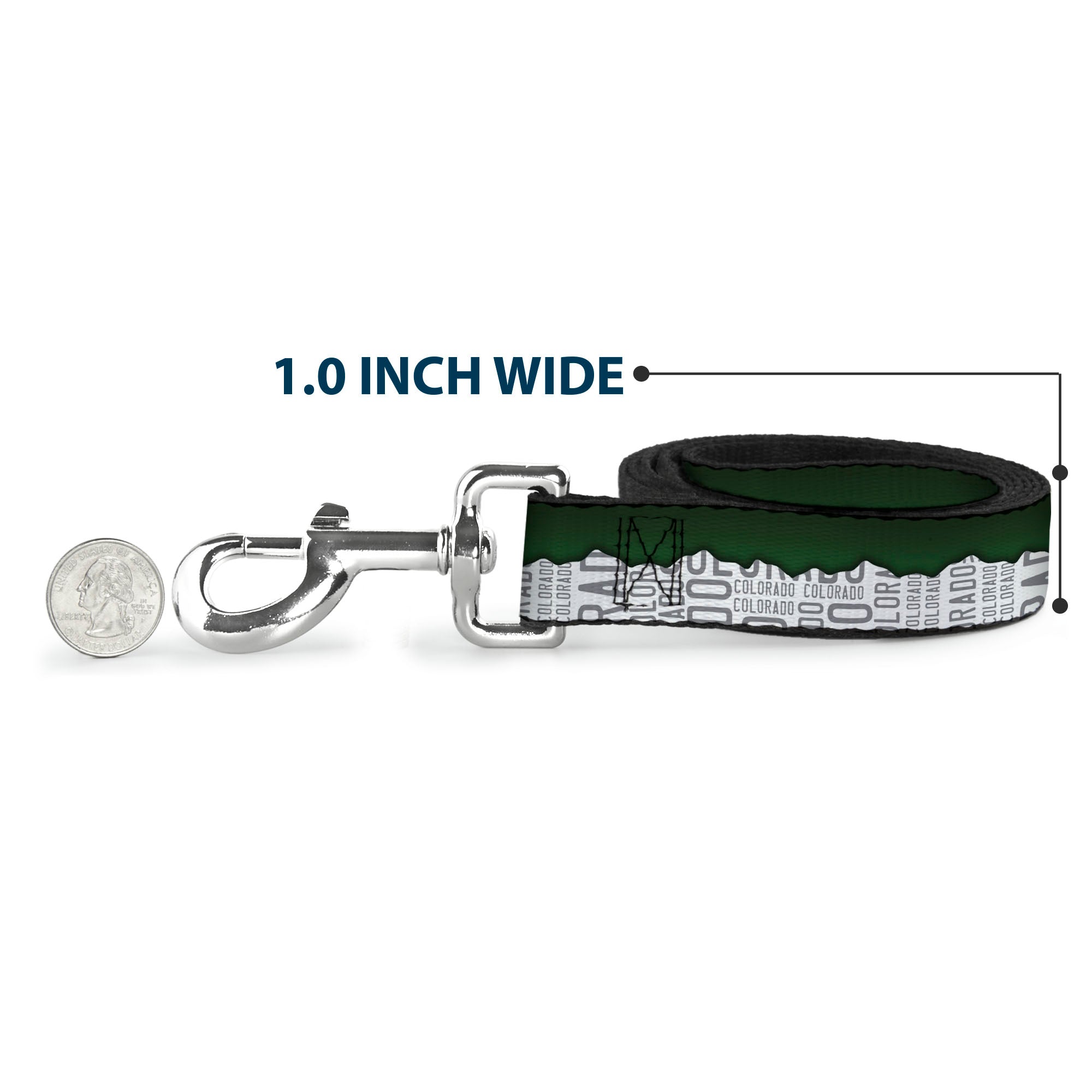 Dog Leash - Colorado Mountains Green/White/Gray Text