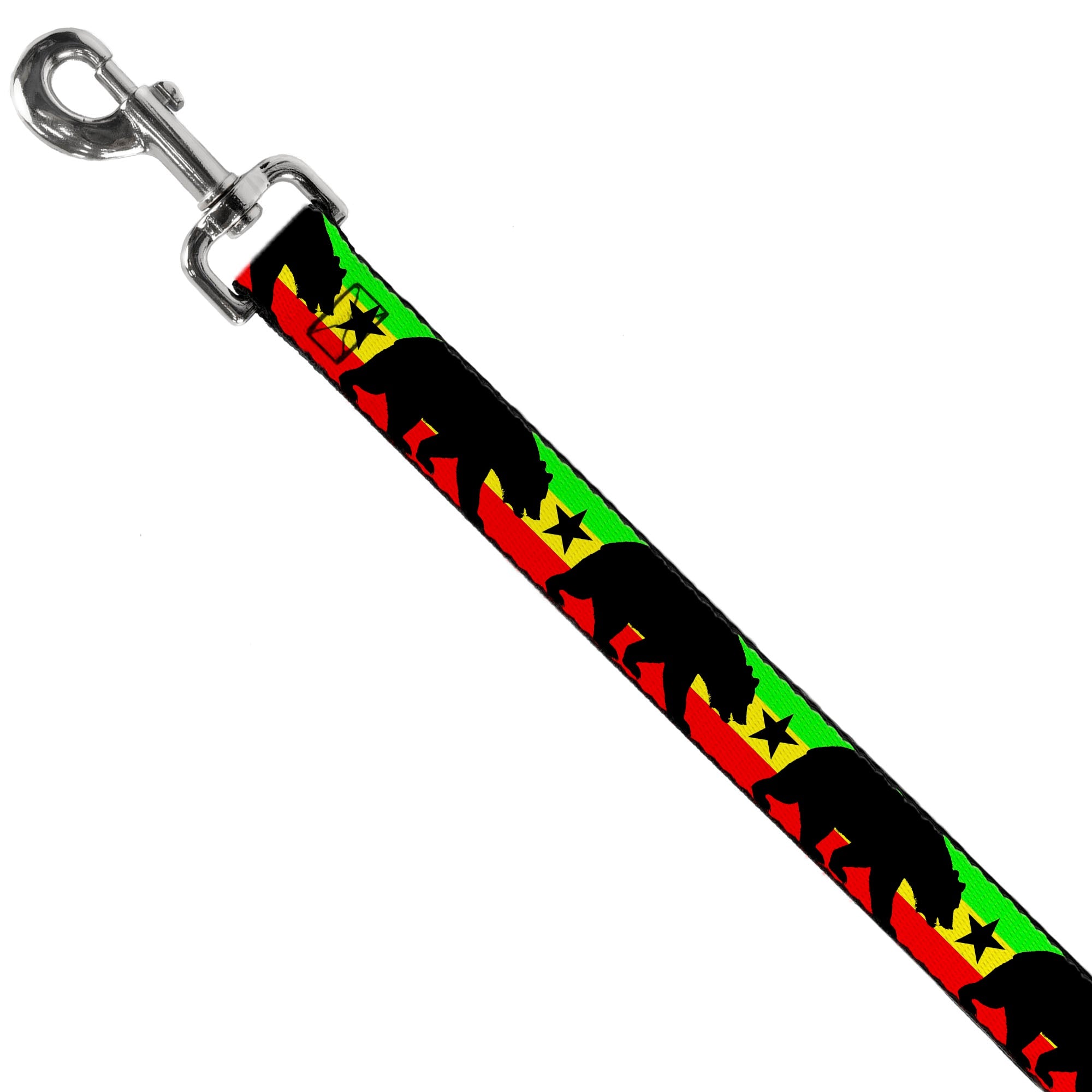 Dog Leash - Cali Bear/Star Silhouette Rasta/Black