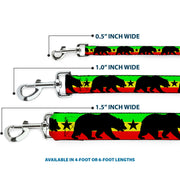 Dog Leash - Cali Bear/Star Silhouette Rasta/Black
