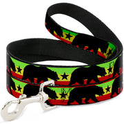 Dog Leash - Cali Bear/Star Silhouette Rasta/Black
