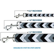 Dog Leash - Chevron White/Gray/Black