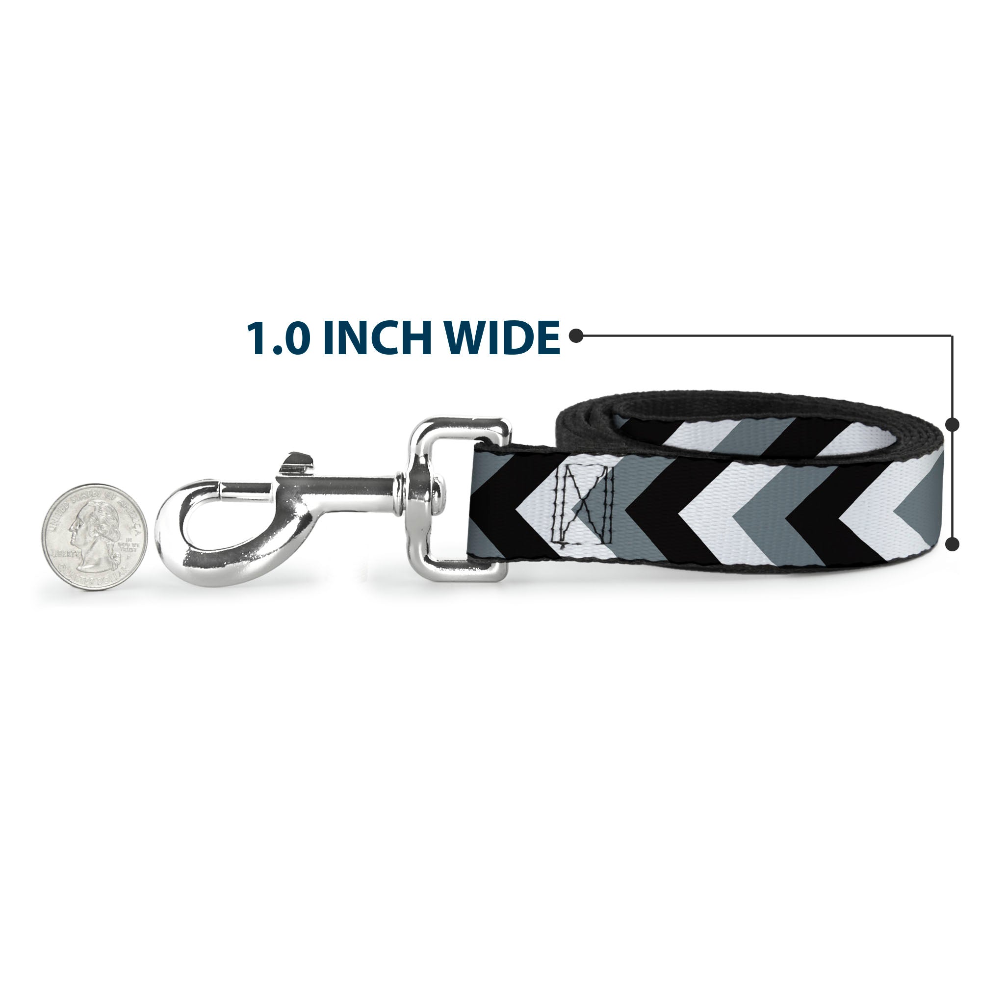 Dog Leash - Chevron White/Gray/Black