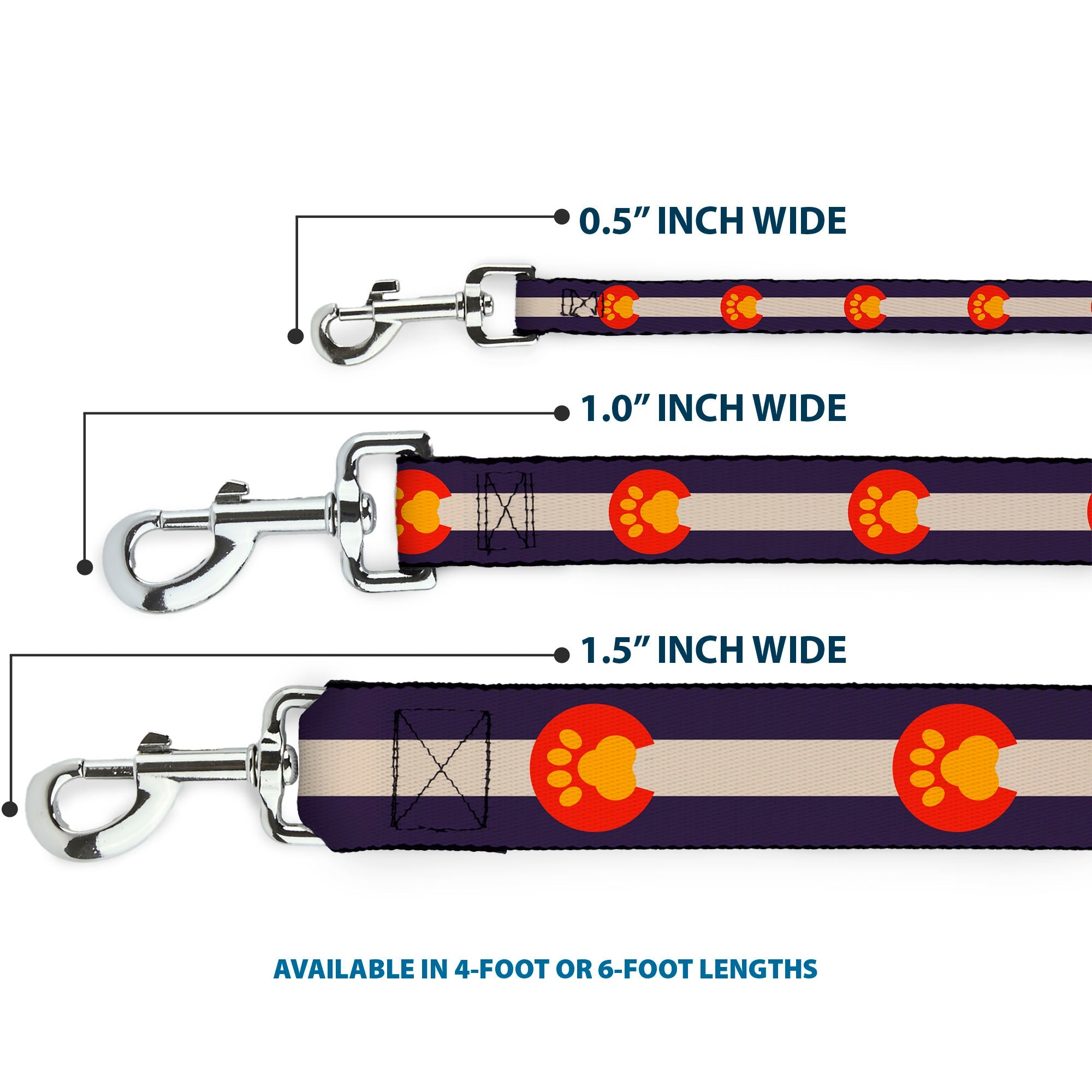 Dog Leash - Colorado Flag/Paw Print