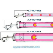 Dog Leash - Colorado Flags5 Repeat Light Pink/White/Pink/Yellow