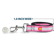 Dog Leash - Colorado Flags5 Repeat Light Pink/White/Pink/Yellow