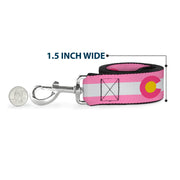 Dog Leash - Colorado Flags5 Repeat Light Pink/White/Pink/Yellow