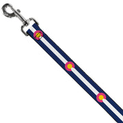 Dog Leash - Colorado Flags6 Repeat Blue/White/Pink/Yellow