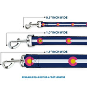 Dog Leash - Colorado Flags6 Repeat Blue/White/Pink/Yellow