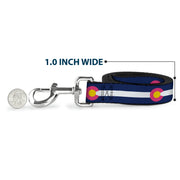 Dog Leash - Colorado Flags6 Repeat Blue/White/Pink/Yellow