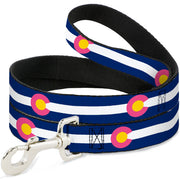 Dog Leash - Colorado Flags6 Repeat Blue/White/Pink/Yellow