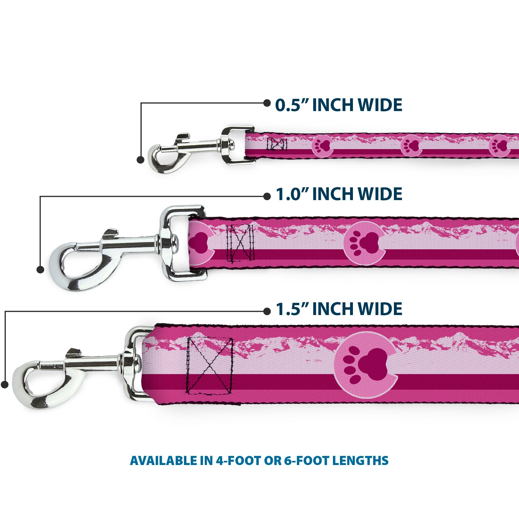 Dog Leash - Colorado Paw/Mountains Pinks