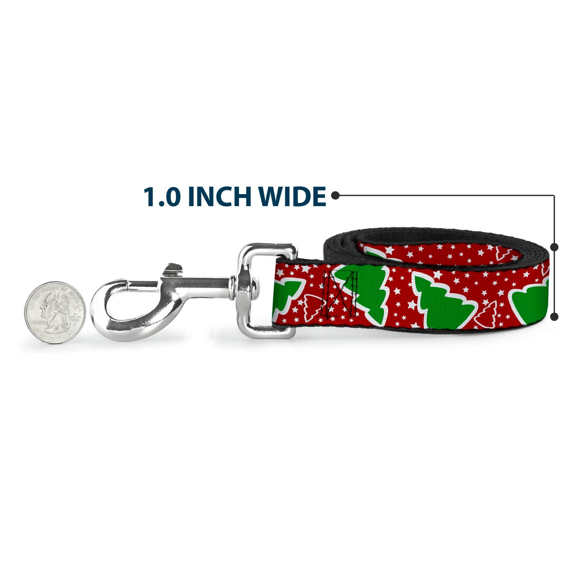 Dog Leash - Christmas Trees/Stars Red/White/Green