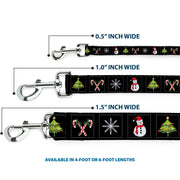 Dog Leash - Christmas Blocks Black/White/Multi Color
