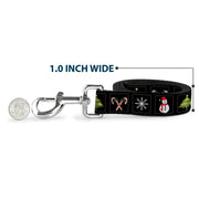 Dog Leash - Christmas Blocks Black/White/Multi Color