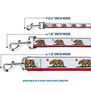 Dog Leash - California Flag White w/Stripe