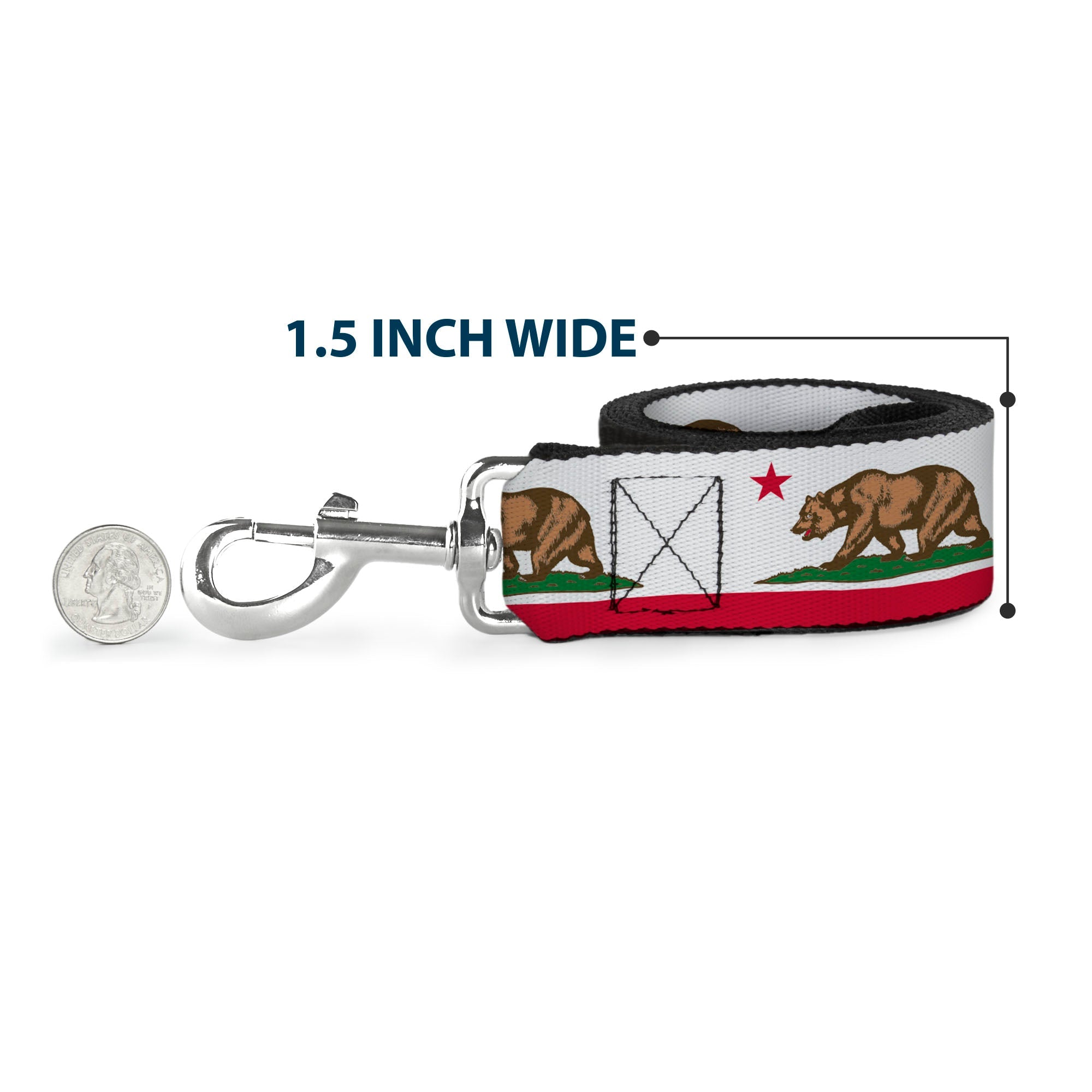 Dog Leash - California Flag White w/Stripe