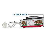 Dog Leash - California Flag White w/Stripe