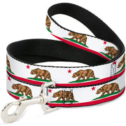 Dog Leash - California Flag White w/Stripe