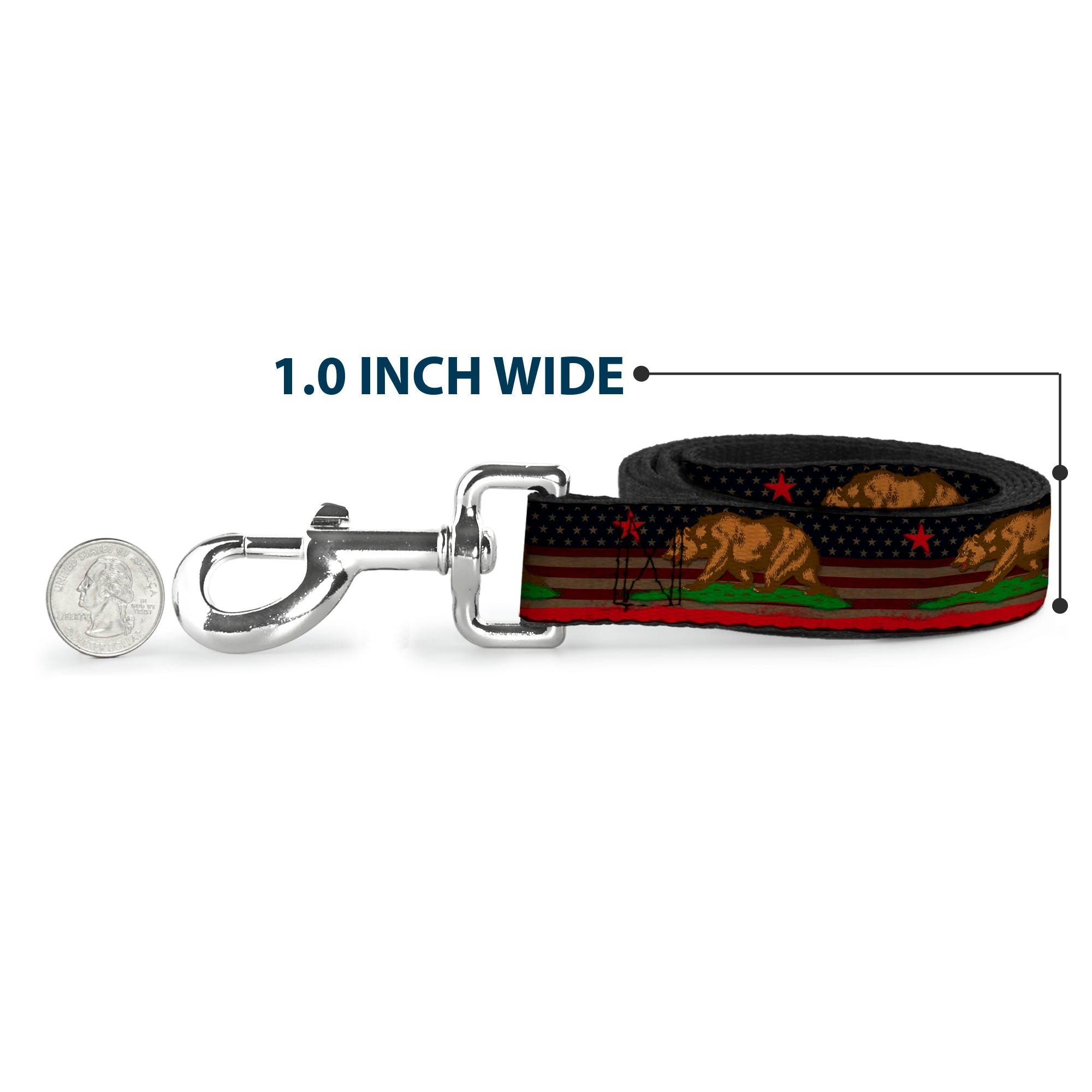 Dog Leash - Cali Bear/Star/Stripe/US Flag Stretch